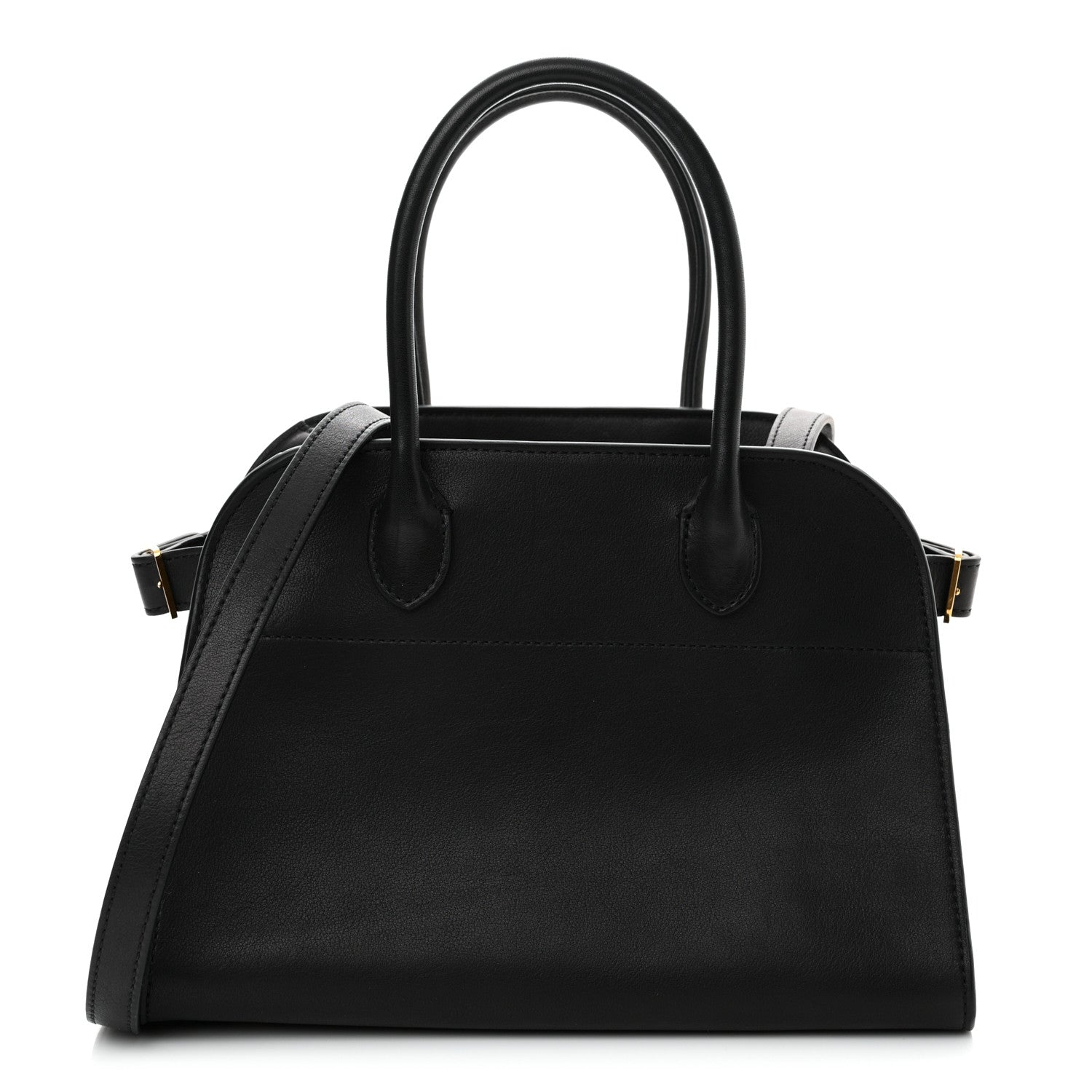 The Row Polished Saddle Calfskin Soft Margaux 10 Bag Black 1 of 9