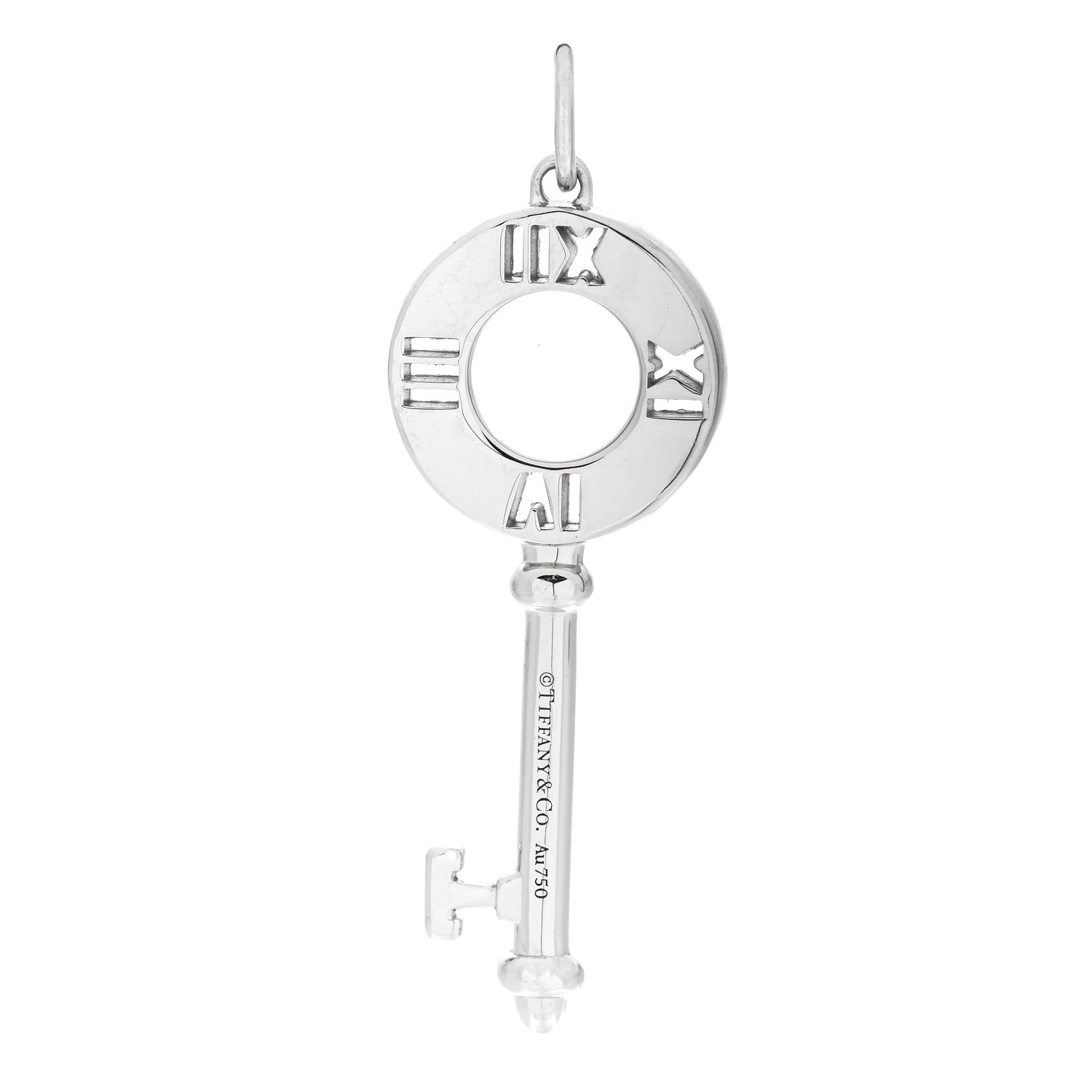 Tiffany 18K White Gold Diamond Atlas Pierced Key Pendant 3 of 5