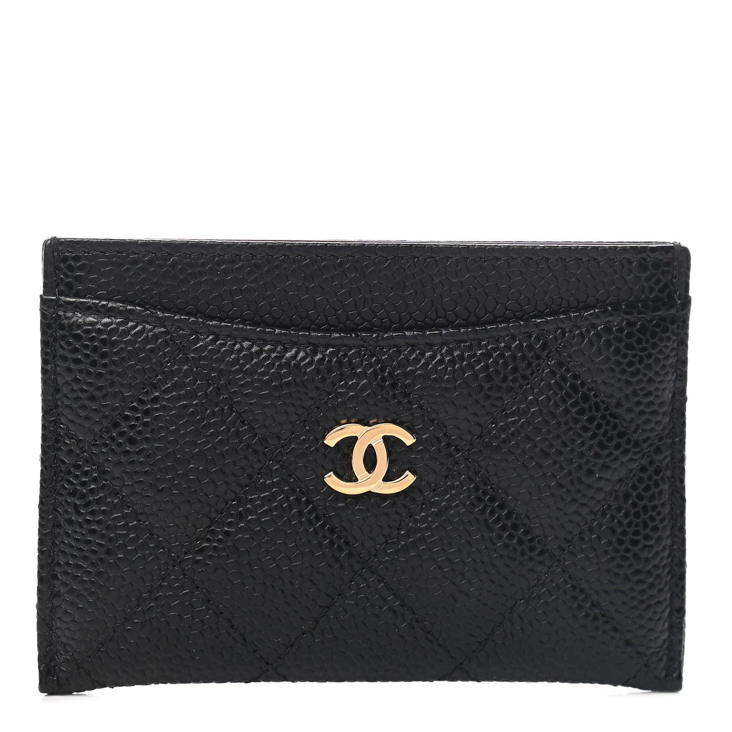 Caviar Quilted Card Holder Black