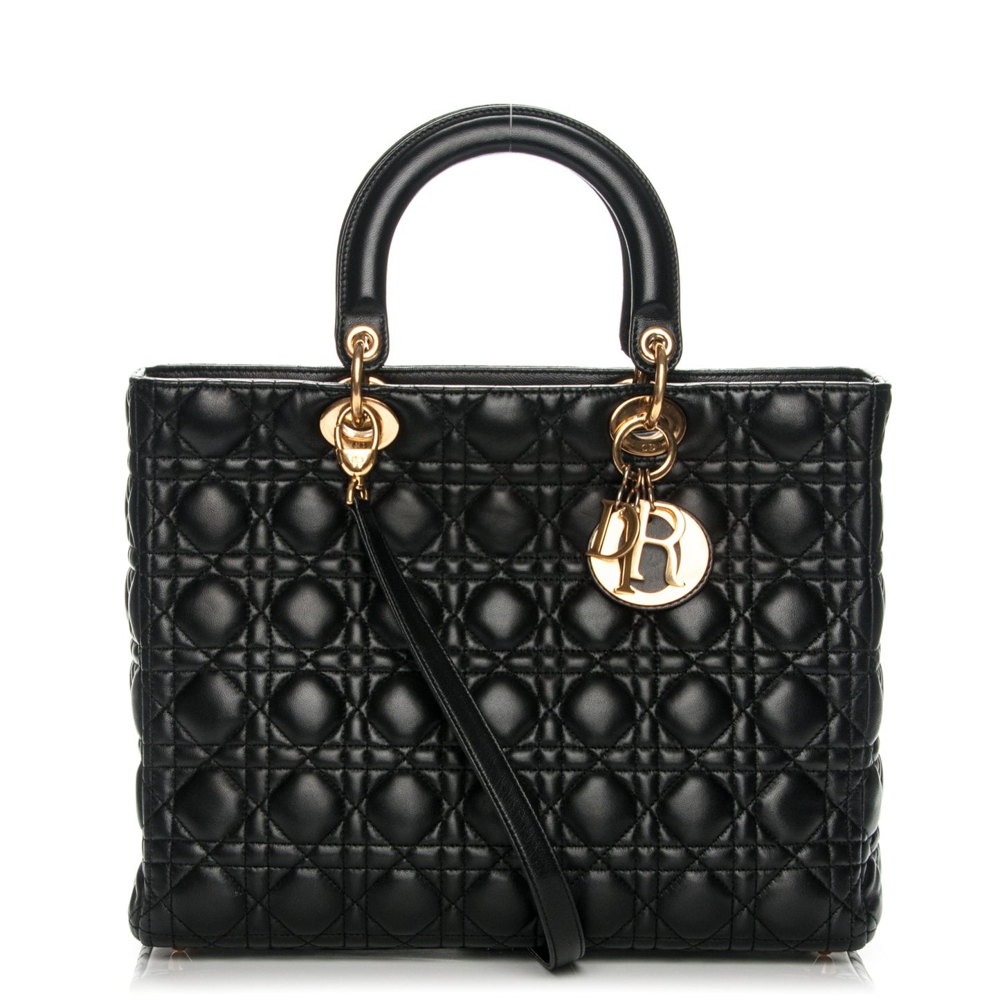 Lambskin Cannage Large Lady Dior Black