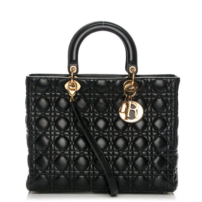 Christian Dior Lambskin Cannage Large Lady Dior Black 1 of 7
