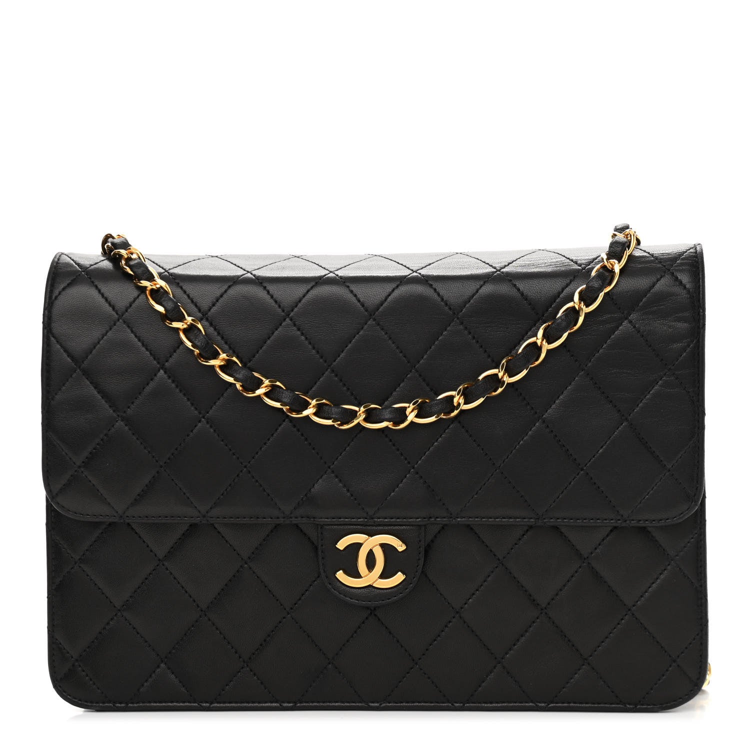 Chanel Lambskin Quilted Medium Single Flap Black 1 of 13