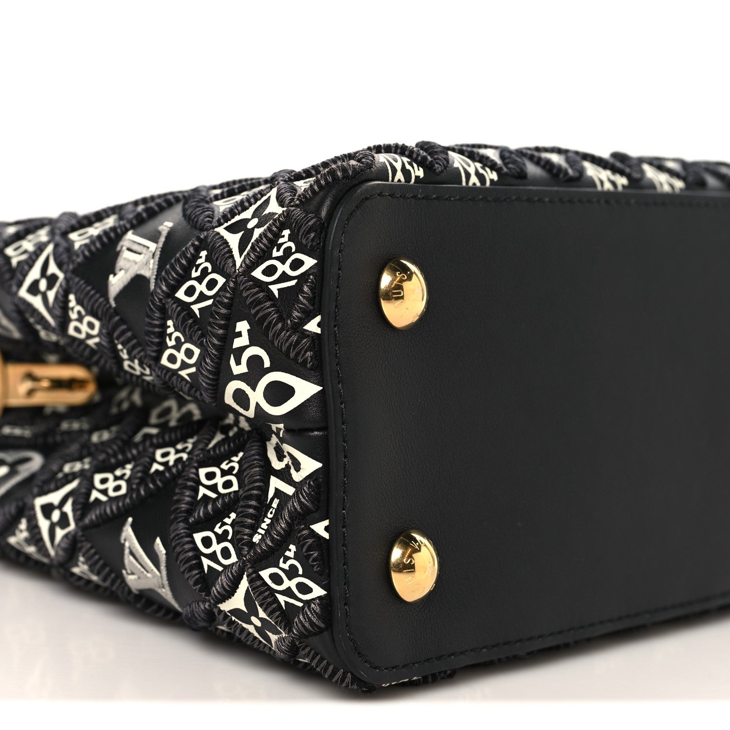 Louis Vuitton Calfskin Since 1854 Embroidered Capucines PM Black 8 of 9