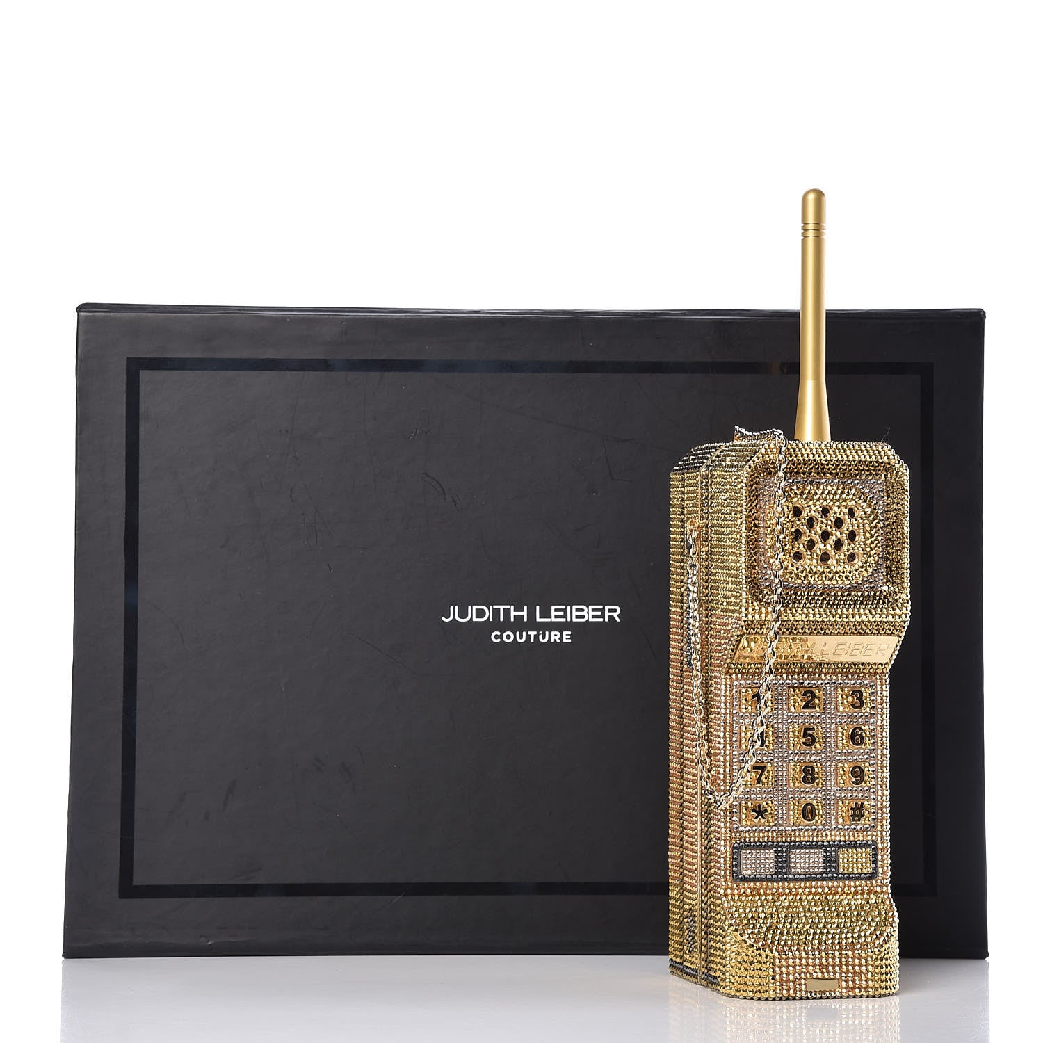 Judith Leiber Austrian Crystal Call Me Brick Phone Minaudiere Clutch Multicolor Gold 15 of 15
