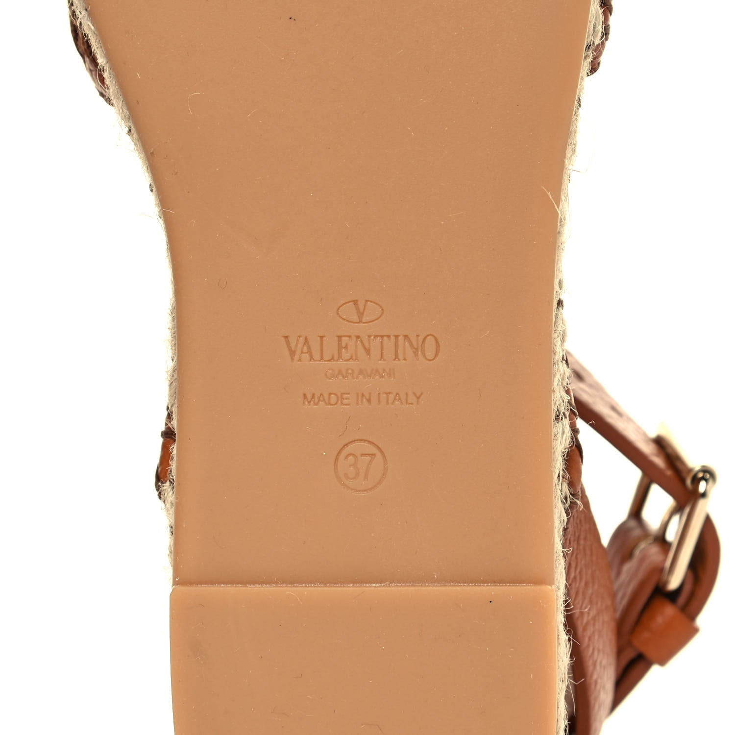 Valentino Garavani Calfskin Macrame Marrakech Ankle Strap Espadrilles 37 Brown 6 of 11