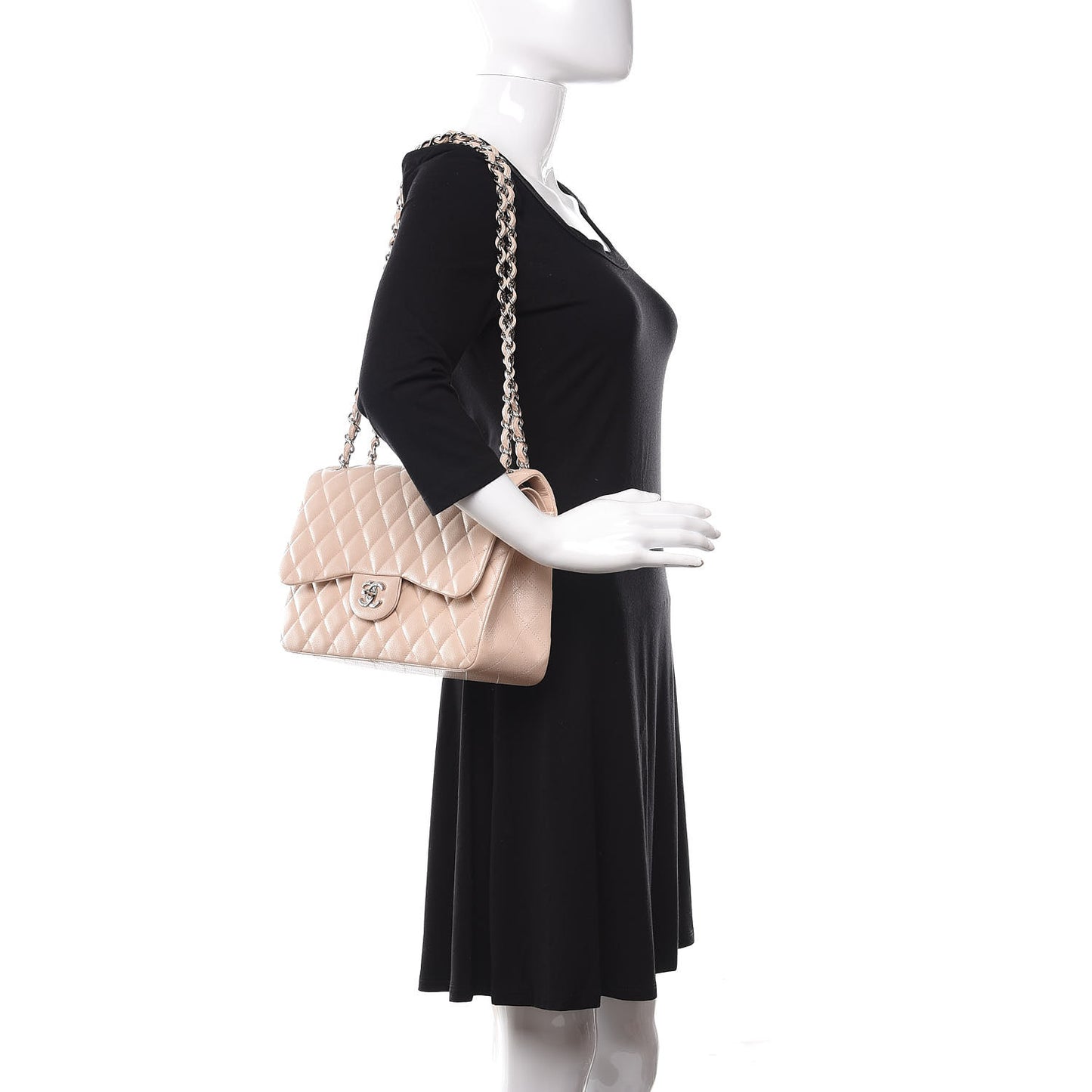 Caviar Quilted Jumbo Double Flap Light Pink