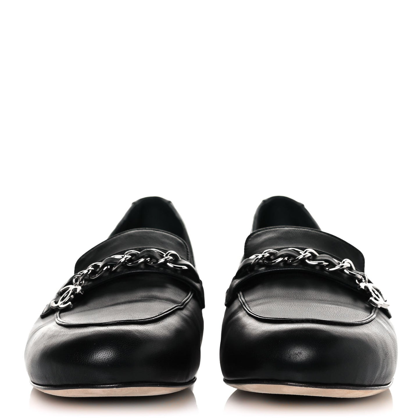 Calfskin CC Chain Loafers 42 Black