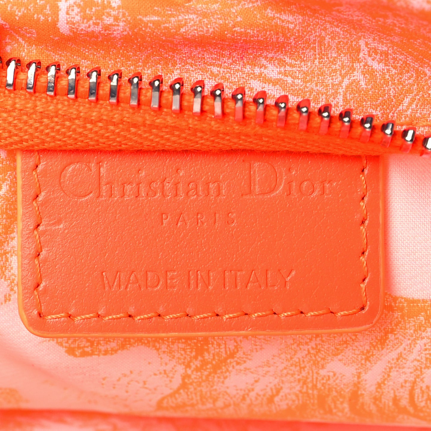 Embroidered Toile De Jouy Diortravel Zipped Pouch Orange