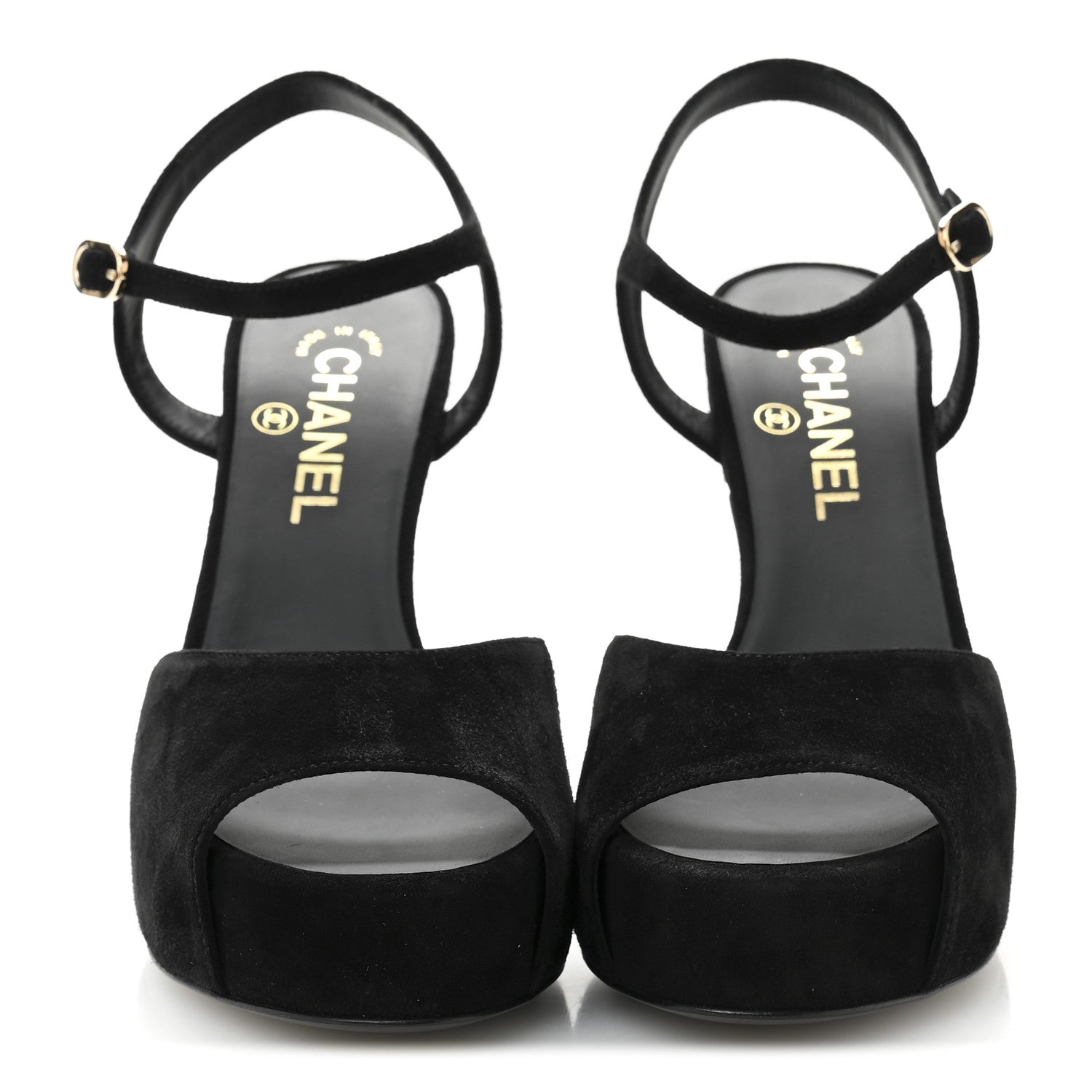 靴 Chanel Black Suede Platform Sandals Chanel Suede Calfskin Platform Sandals 39 Black 1749482 – FASHIONPHILE