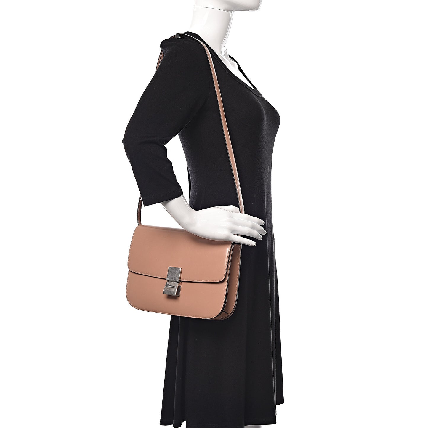 Spazzolato Calfskin Medium Classic Box Flap Bag Nude