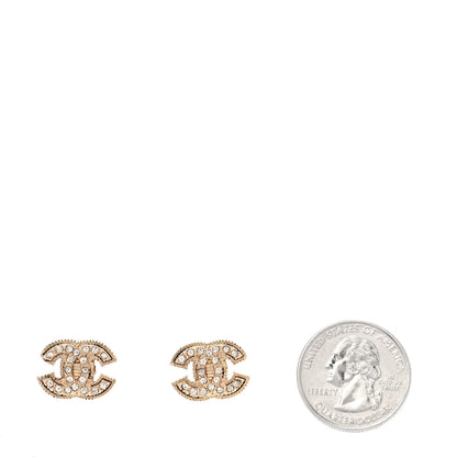 Chanel Crystal Mini CC Earrings Gold 2 of 4