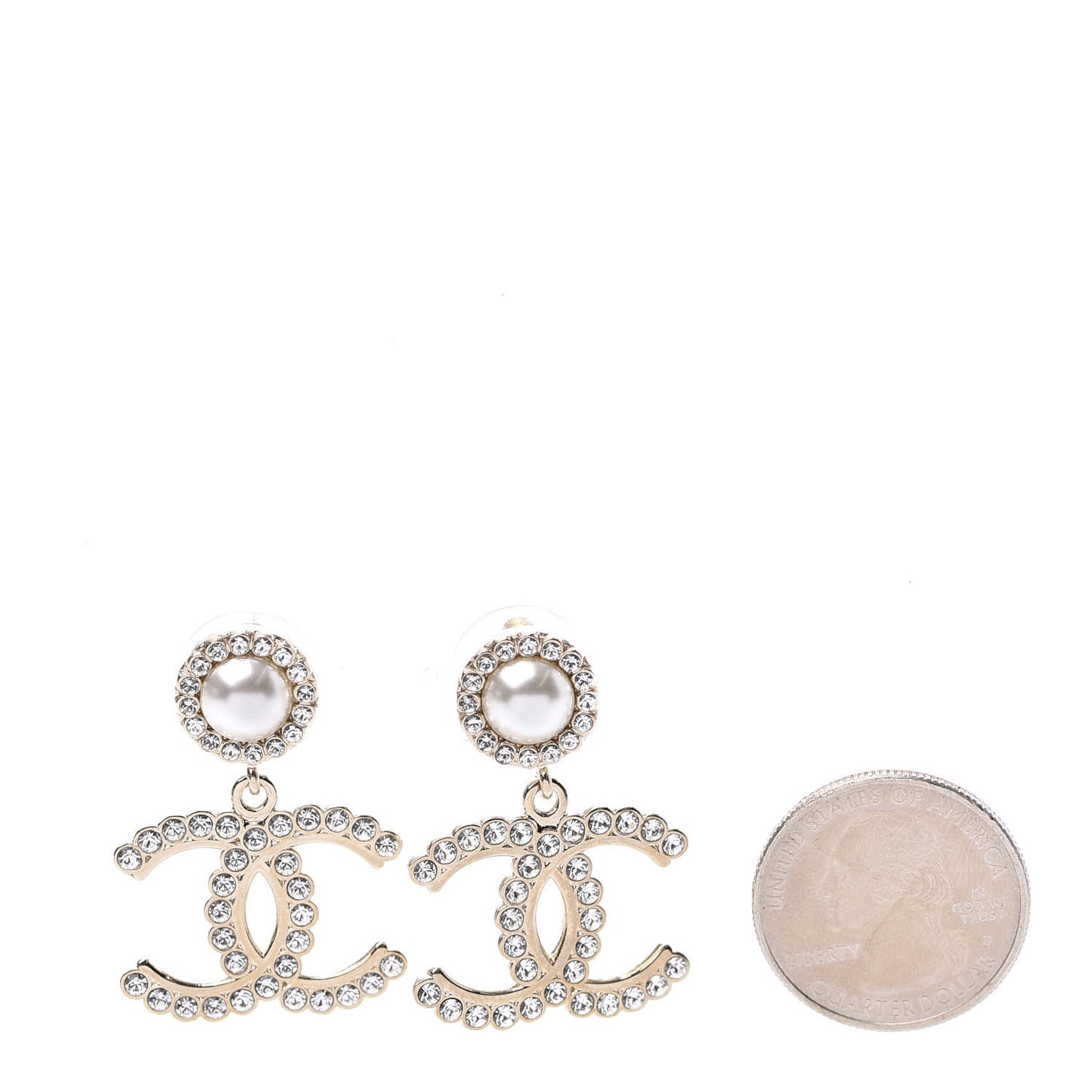 Crystal Pearl Bow-tiful CC Drop Earrings Gold