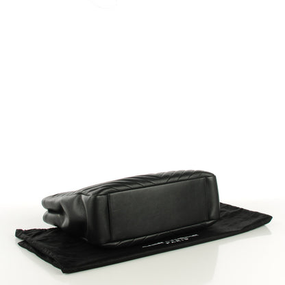 Saint Laurent Sheepskin Matelasse Chevron Large Monogram Shopping Bag Black 4 of 7