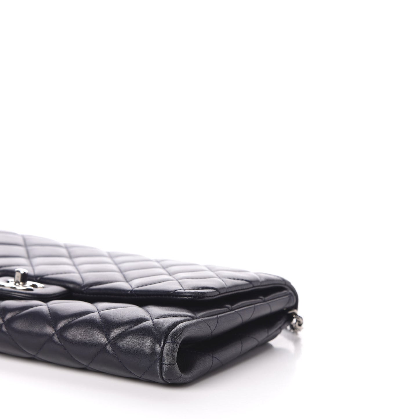 Lambskin Quilted Clutch With Chain Flap Navy