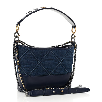 Chanel Denim Calfskin Quilted Small Gabrielle Logo Hobo Blue 3 of 11