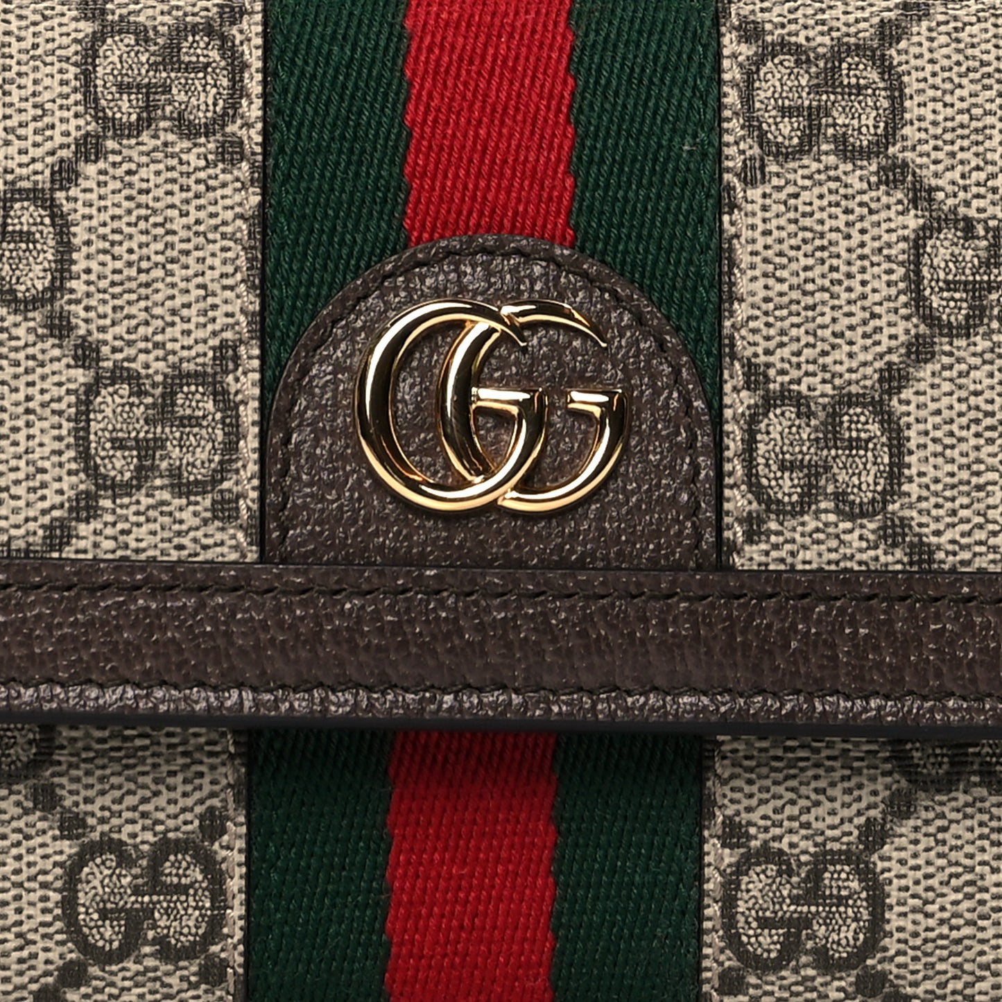 GG Supreme Monogram Web Ophidia Continental Wallet Brown