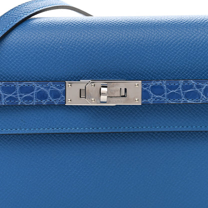 Hermes Epsom Shiny Alligator Touch Kelly Wallet To Go Mykonos Bleu Zellige 8 of 11
