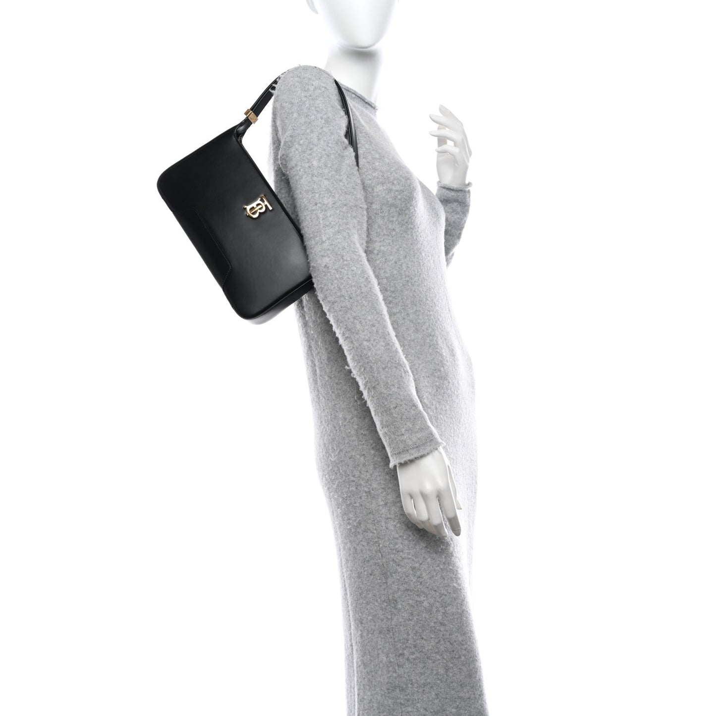 Smooth Calfskin TB Shoulder Bag Black