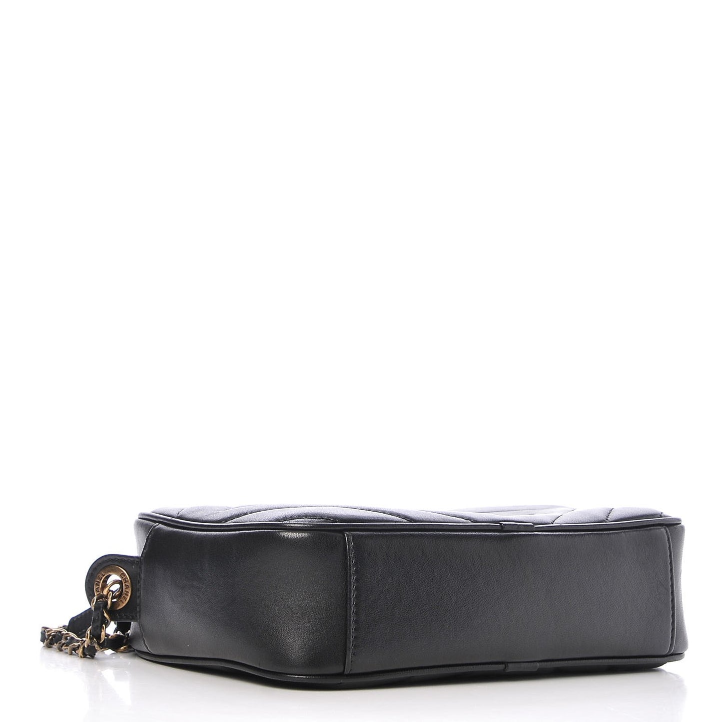 Lambskin Chevron Quilted Pyramid CC Camera Case Black