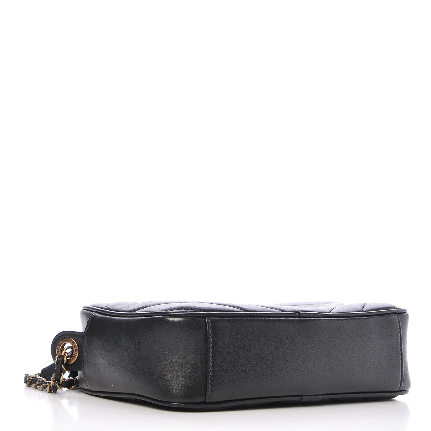 Chanel Lambskin Chevron Quilted Pyramid CC Camera Case Black 4 of 8