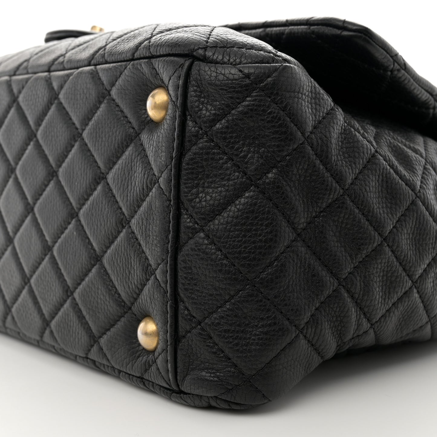 Calfskin Quilted XXL Travel Flap Bag Black