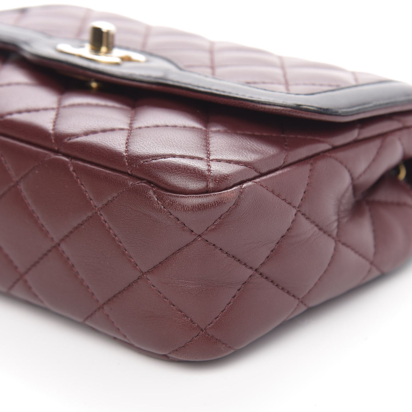 Lambskin Quilted Mini Two Tone Day Flap Burgundy