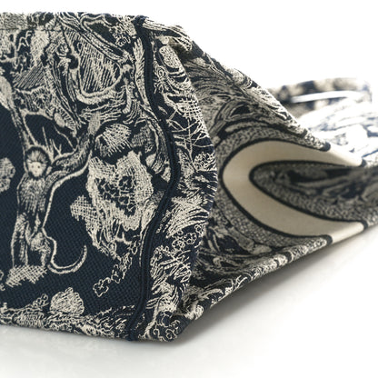 Christian Dior Canvas Embroidered Large Dioriviera Toile De Jouy Reverse Book Tote Blue 10 of 11