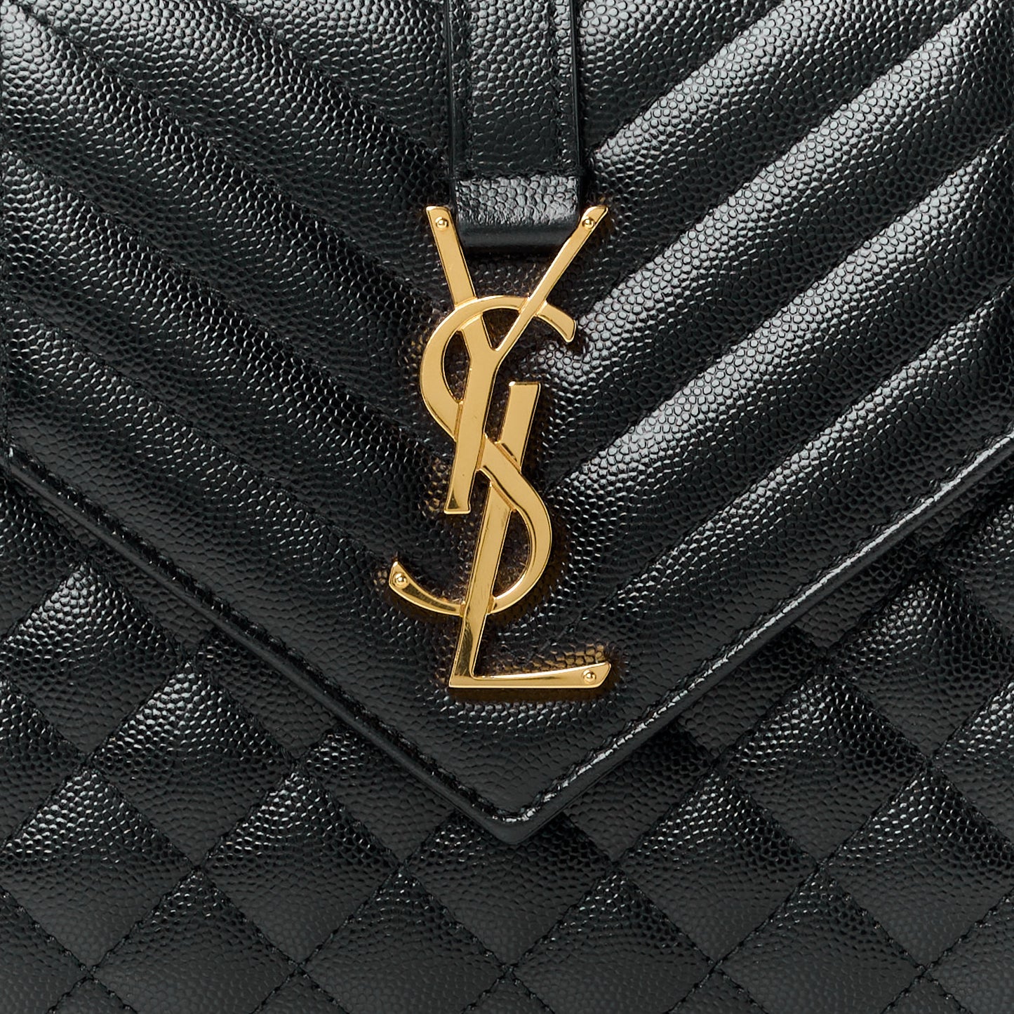 SAINT LAURENT Grain De Poudre Textured Mixed Matelasse Triquilt Medium Monogram Satchel Black