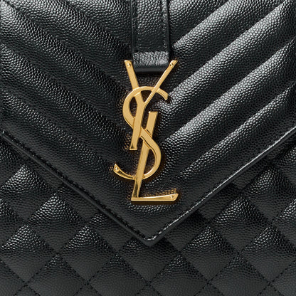 Saint Laurent SAINT LAURENT Grain De Poudre Textured Mixed Matelasse Triquilt Medium Monogram Satchel Black 9 of 13
