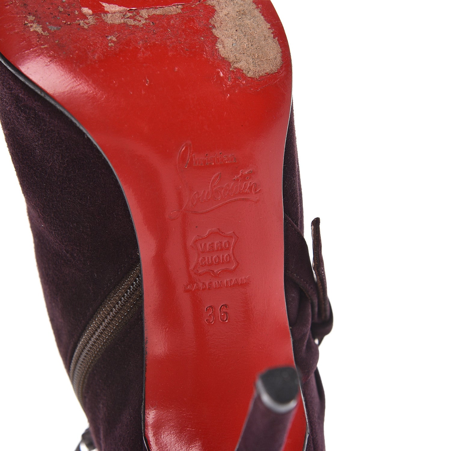 Christian Louboutin Veau Velours 85 Ankle Boots 36 Prune 8 of 16