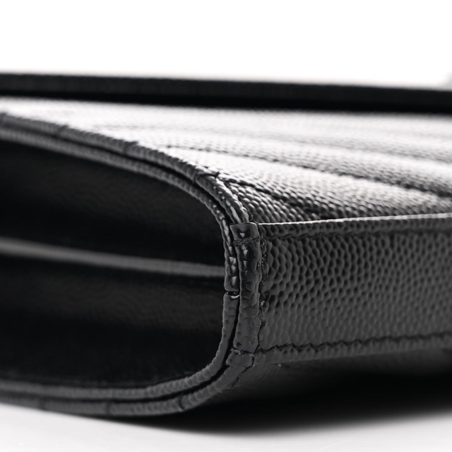 Grain De Poudre Matelasse Chevron Monogram Monochrome Chain Wallet Black