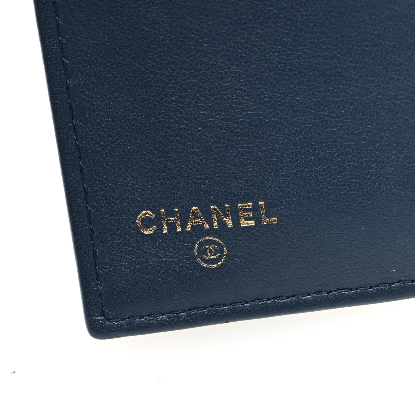 Metallic Caviar Quilted Medium Flap Wallet Dark Blue