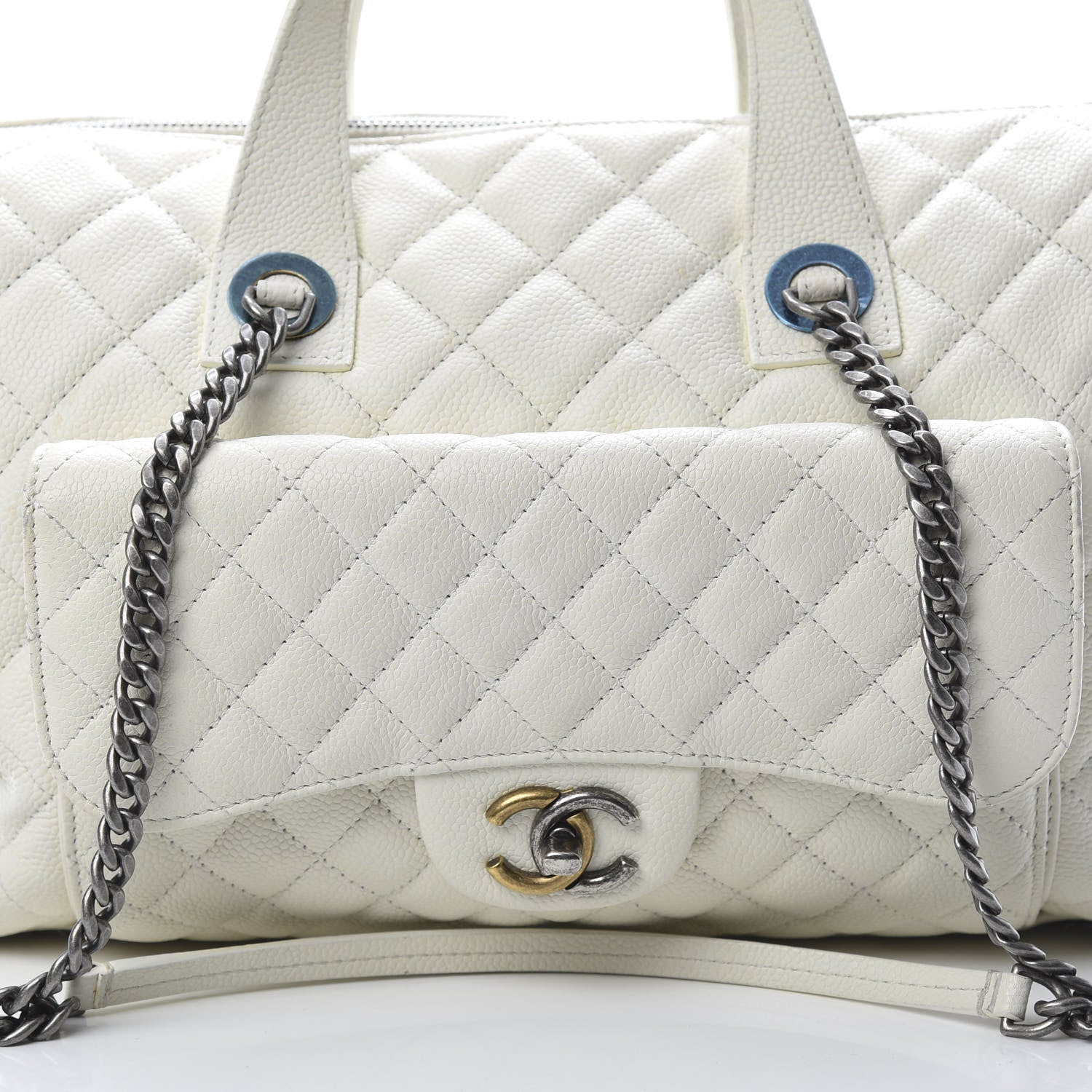 Chanel Caviar Quilted Large Casual Pocket Tote White 8 of 19