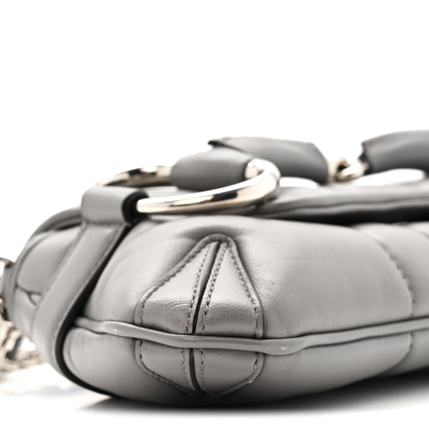 Nappa Vertical Matelasse Small Maxi Horsebit Chain Shoulder Bag Gray