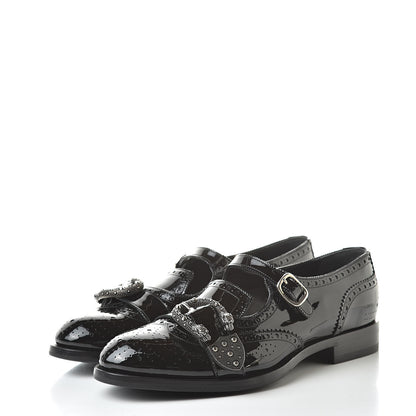 Gucci Vernice Crystal Bee Embroidered Mens Queercore Brogue Monk Strap Loafers 9 Black 3 of 10