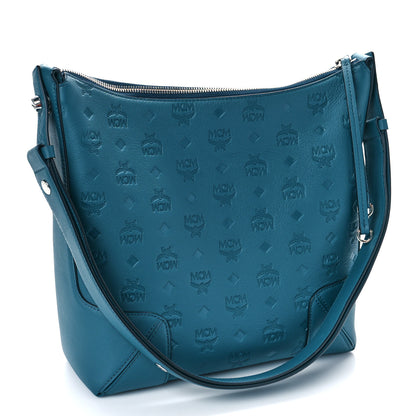 MCM Calfskin Ottomar Monogram Medium Klara Hobo Teal 3 of 8