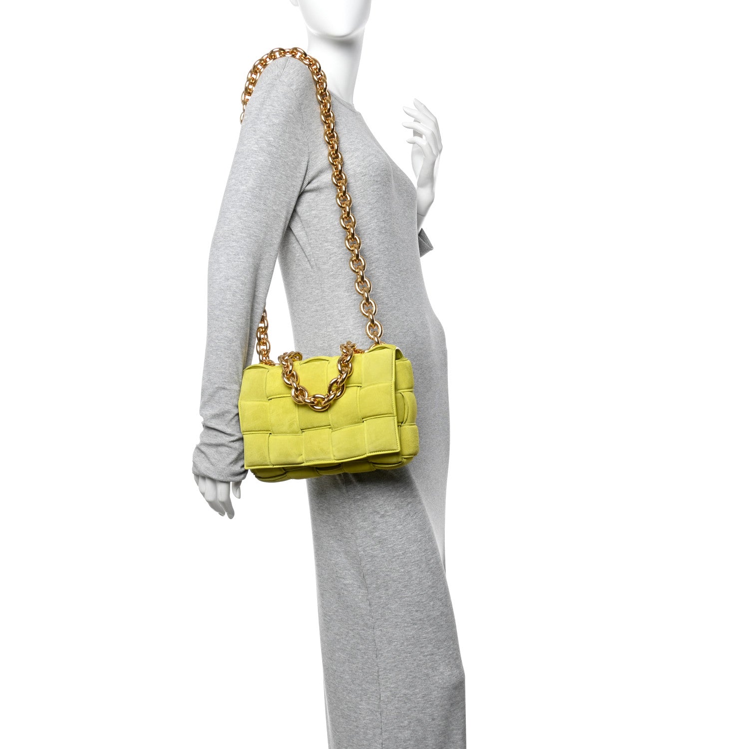 Bottega Veneta Suede Maxi Intrecciato Padded Chain Cassette Crossbody Bag Kiwi 3 of 21