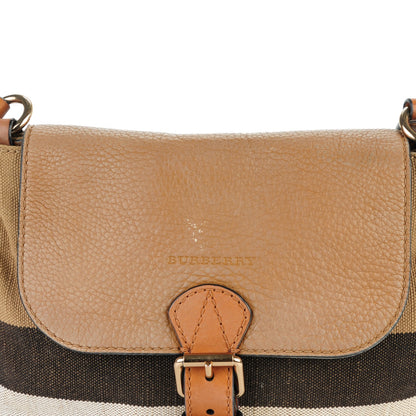 Burberry Mega Check Grainy Calfskin Small Gowan Messenger Bag Saddle Brown 11 of 19