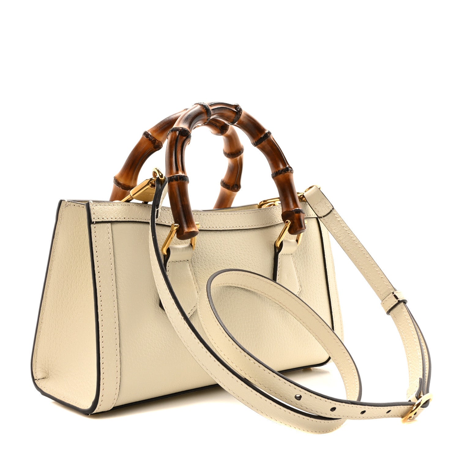 Gucci Textured Dollar Calfskin Web Small Diana Shoulder Bag Mystic White Hibiscus Red 3 of 11
