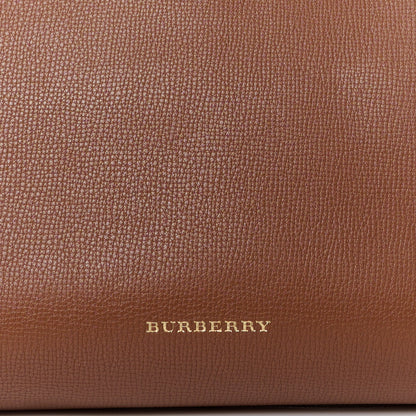 Burberry Grainy Calfskin House Check Medium Banner Tote Dark Sand 10 of 12