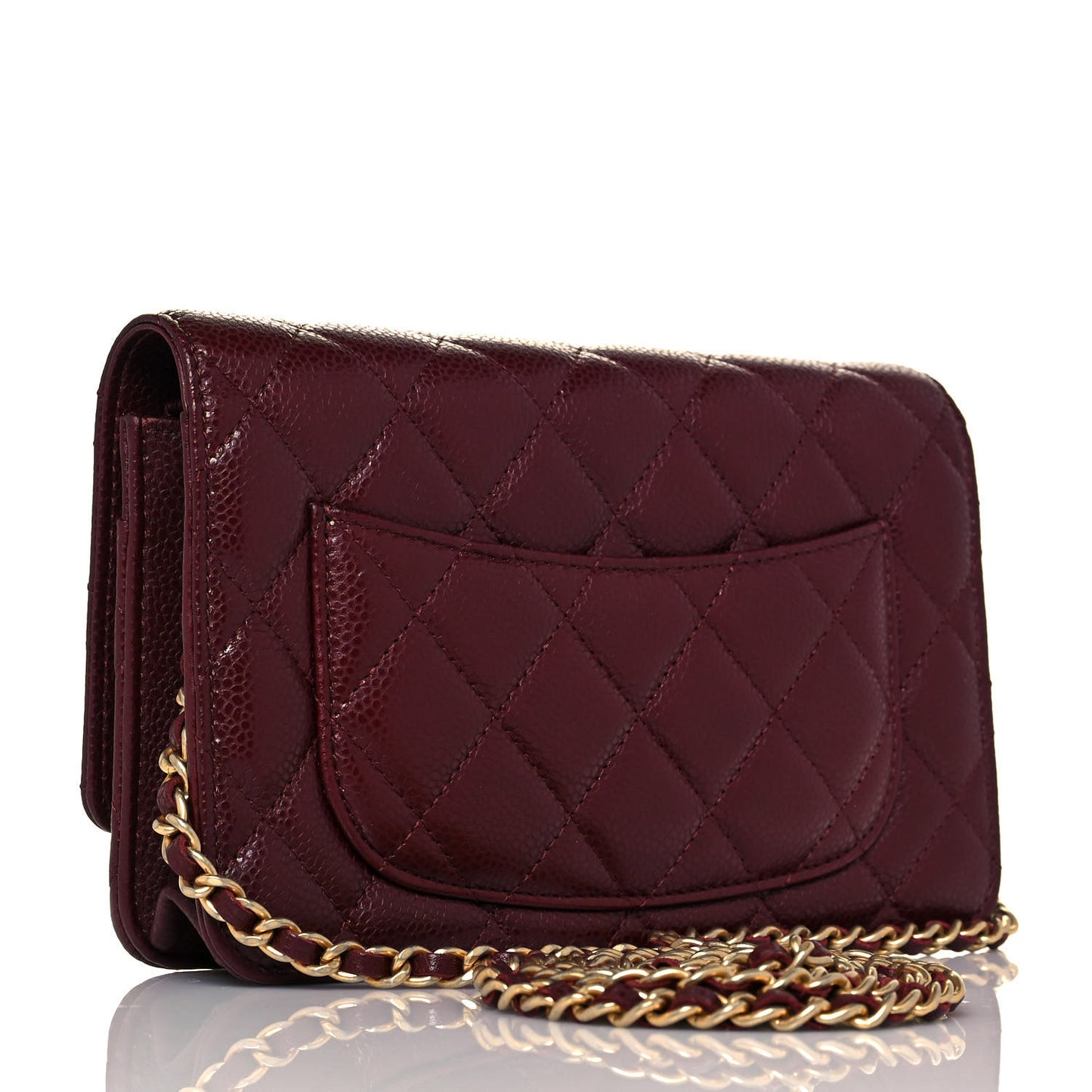 Caviar Quilted Wallet on Chain WOC Burgundy