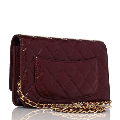 Chanel Caviar Quilted Wallet on Chain WOC Burgundy 3 of 14