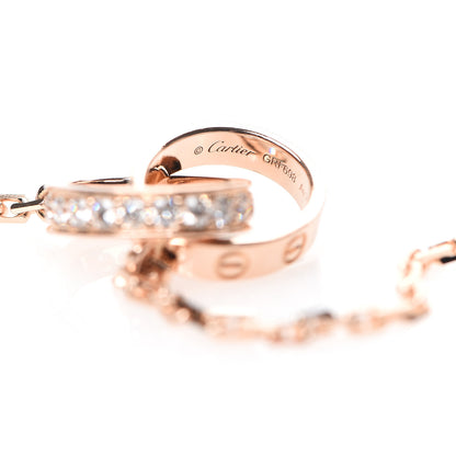 Cartier 18K Pink Gold Diamond Interlocking LOVE Necklace 5 of 6