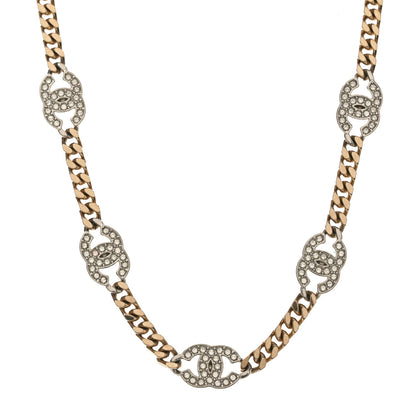 Chanel Crystal Chain CC Link Choker Gold Silver 1 of 5