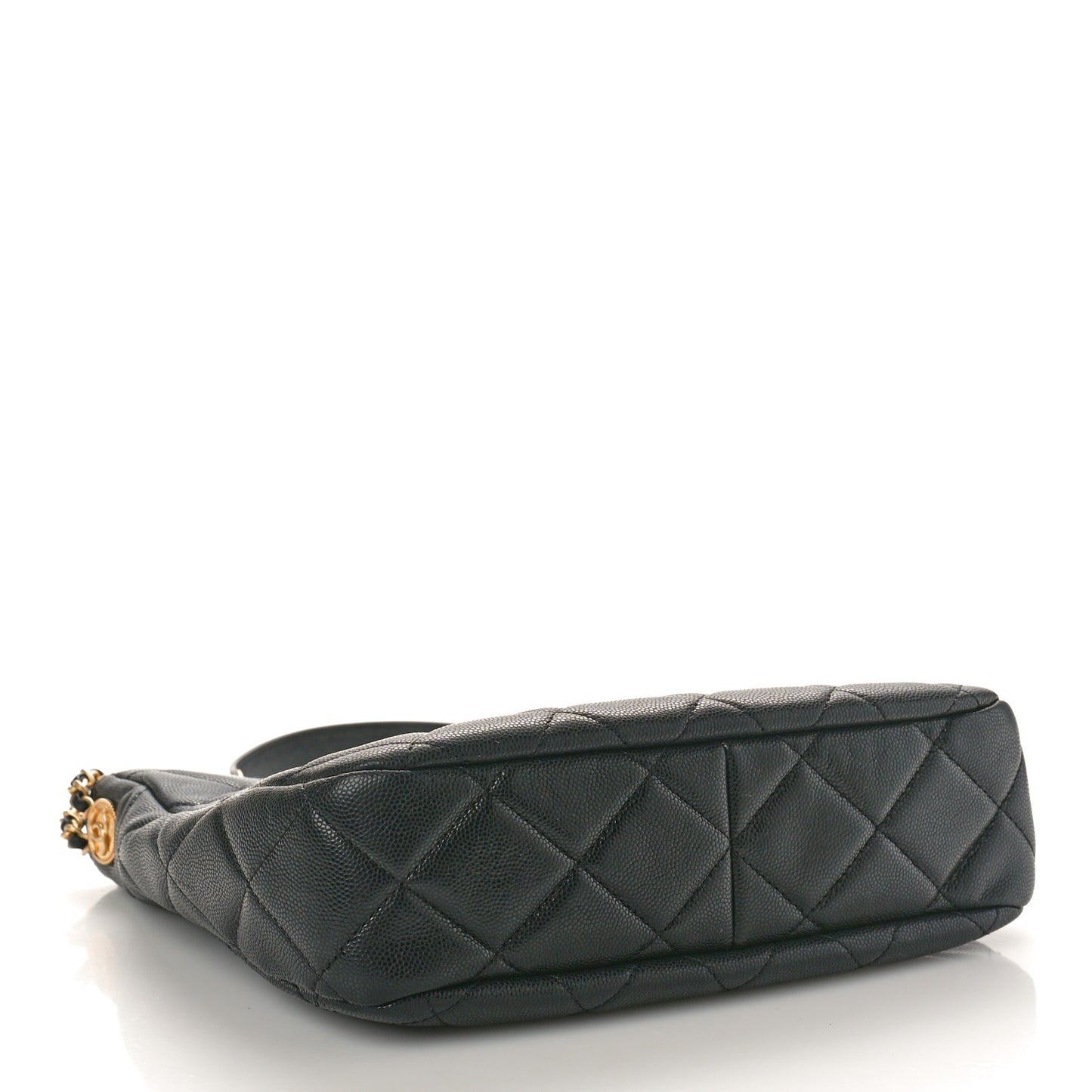 Caviar Quilted Twist Your Buttons Hobo Black