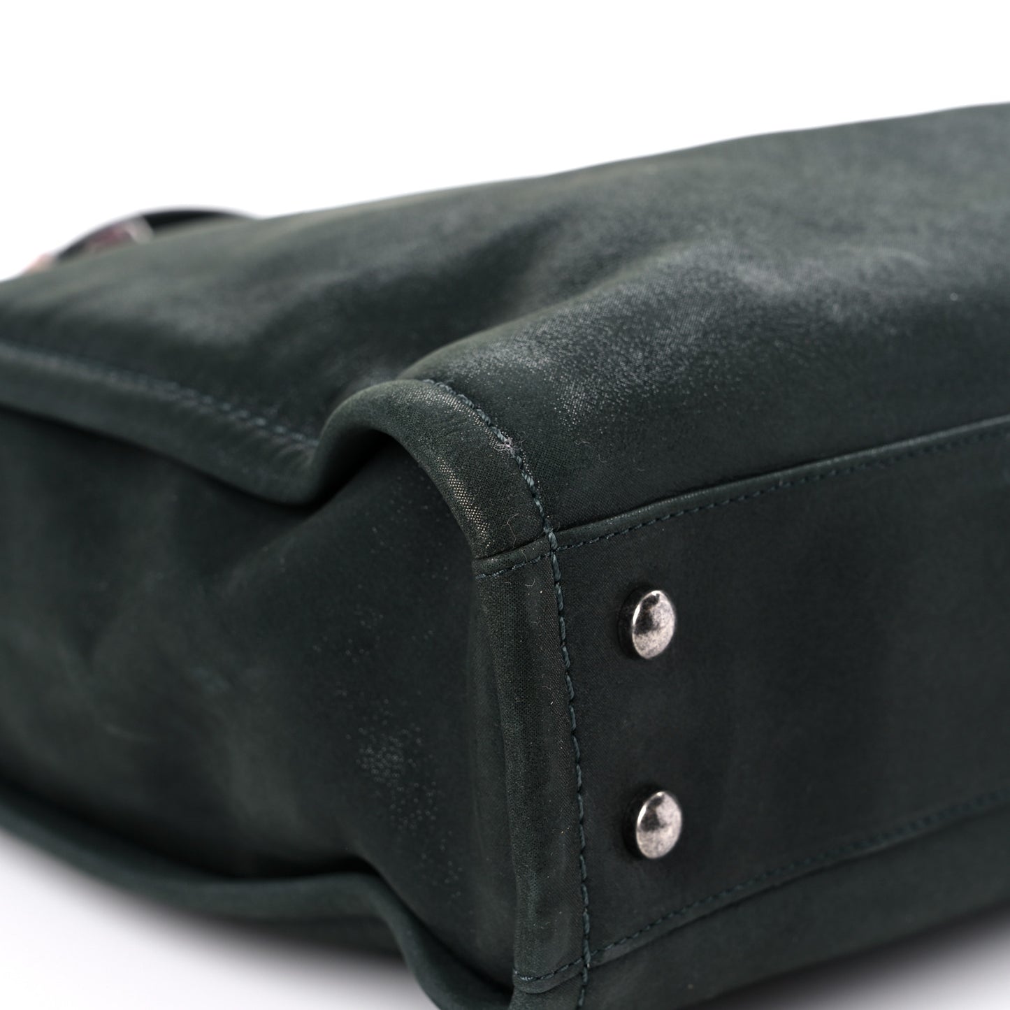 Iridescent Glazed Calfskin In The Mix Tote Dark Green