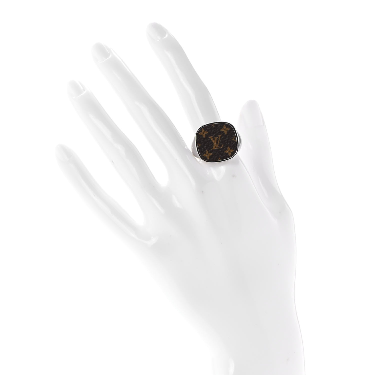 Louis Vuitton Monogram Lock Signet Ring M Silver 2 of 4