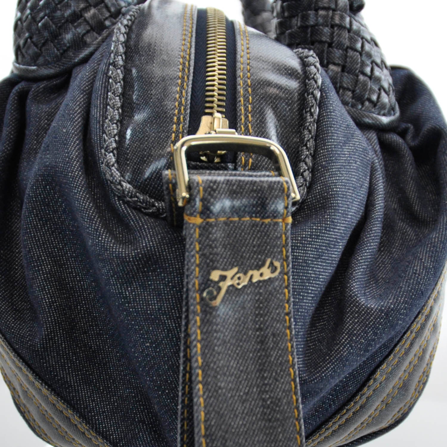 Fendi Denim Spalmati Woven Spy Bowler Blue 5 of 9