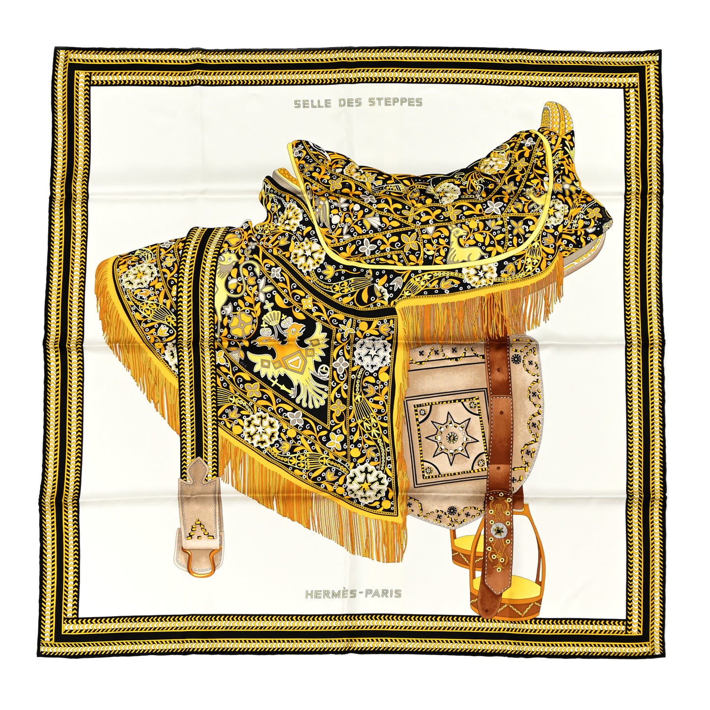 Silk Selle Des Steppes Scarf 90 White Or Black