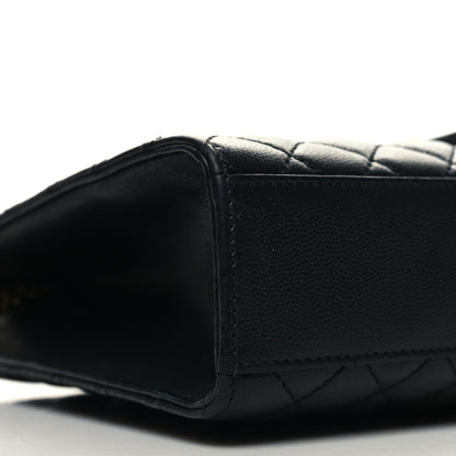 Saint Laurent Grain De Poudre Textured Mixed Matelasse Large Triquilt Monogram Satchel Black 9 of 11